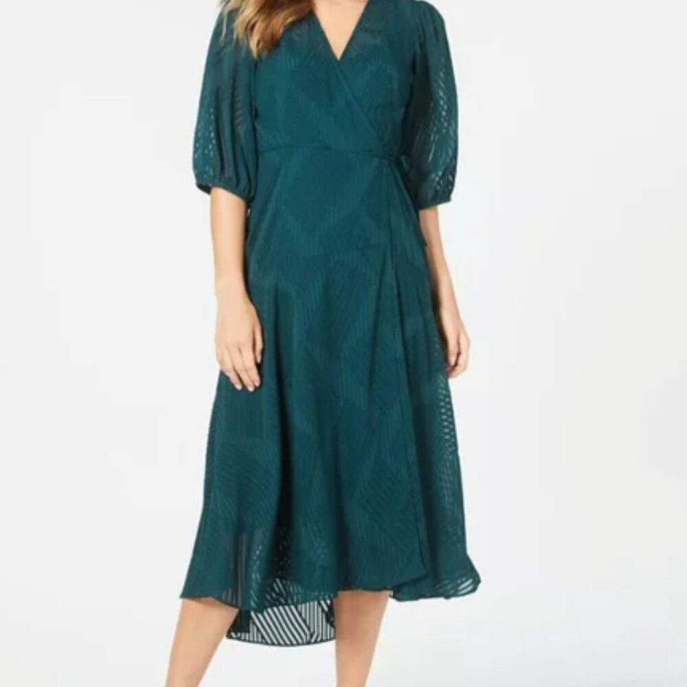 Women's Green Wrap Hi-Low Dress